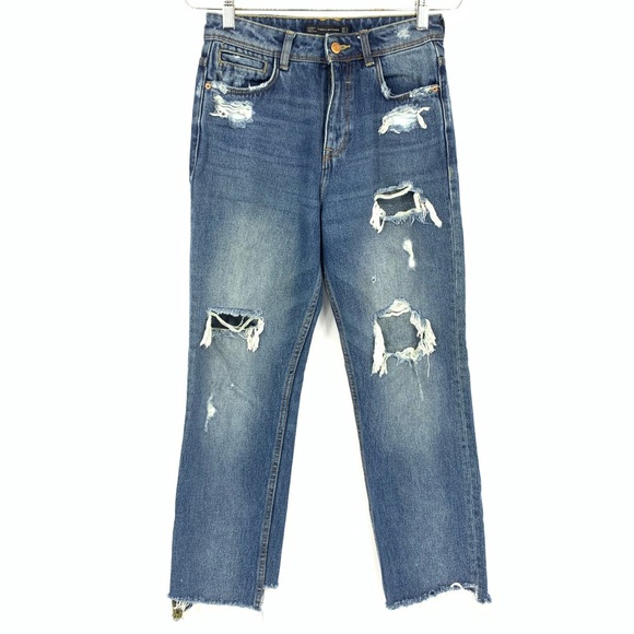 Zara Denim - Zara Heavily Distressed Boyfriend Denim Jeans